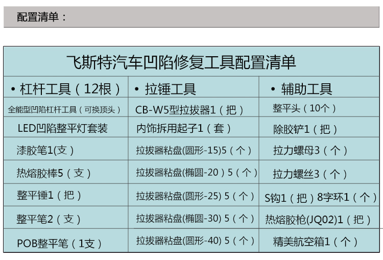 汽车免喷漆凹陷修复（三合一）工具套装产品详情介绍